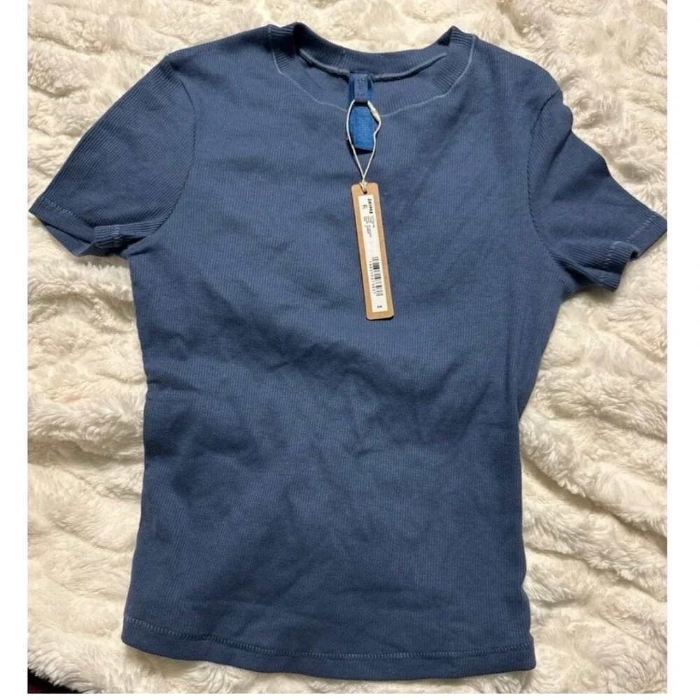SKIMS Cotton Rib T Shirt in Harbor / Size S - Picture 5 of 5
